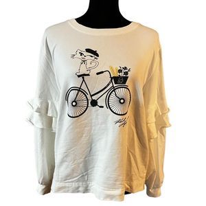 Karl Lagerfeld Graphic Crewneck Paris Cat Pullover Sweatshirt EUC Medium
